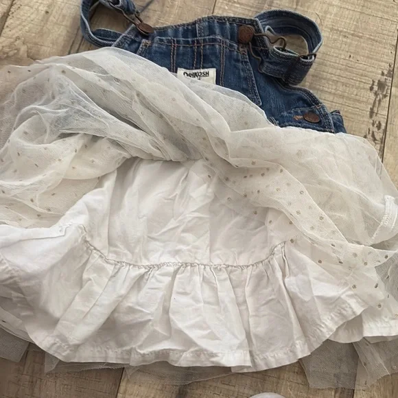 OshKosh B'gosh Blue Denim Dress with Cream Tulle 18 month - Picture 6 of 6